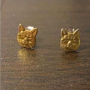 Grumpy Cat Gold Toned Stud Earrings